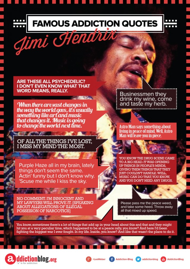 Jimi Hendrix quotes on drugs and alcohol (INFOGRAPHIC)